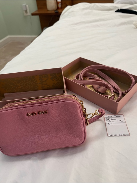 Miu Miu Handbags - Miu Miu Pink Madras Camera Bag Leather Small